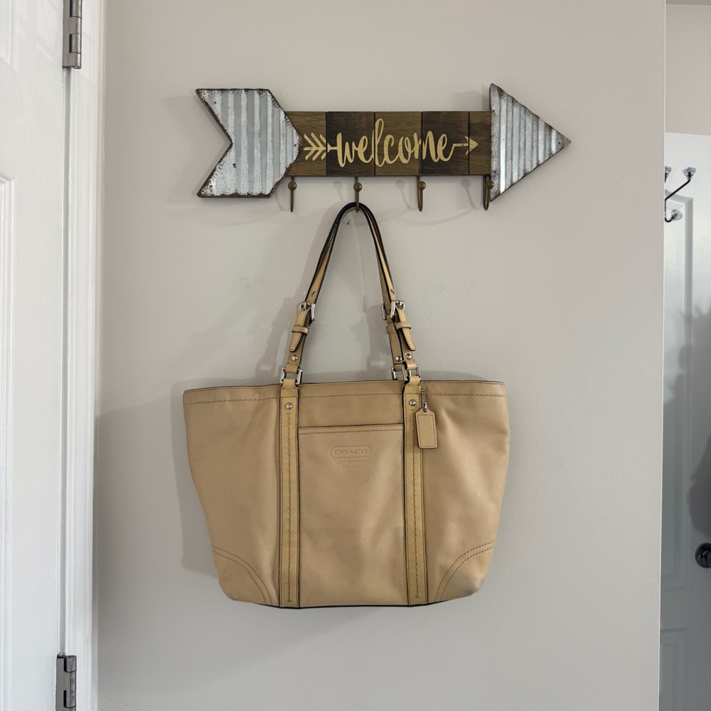 Coach Tan Leather Tote with Double Straps